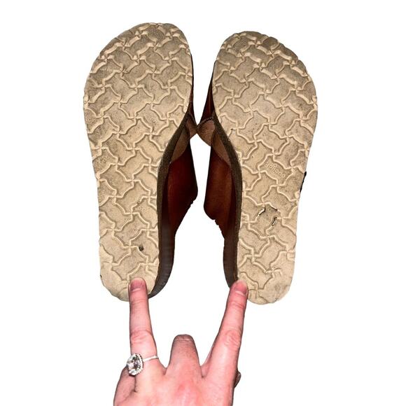 Yokono Womens Brown Leather Cross Strap Wedge Sandals Shoes‎ SZ 9 Made in Spain - Picture 9 of 11